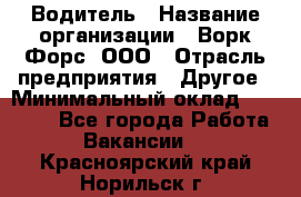 Водитель › Название организации ­ Ворк Форс, ООО › Отрасль предприятия ­ Другое › Минимальный оклад ­ 43 000 - Все города Работа » Вакансии   . Красноярский край,Норильск г.